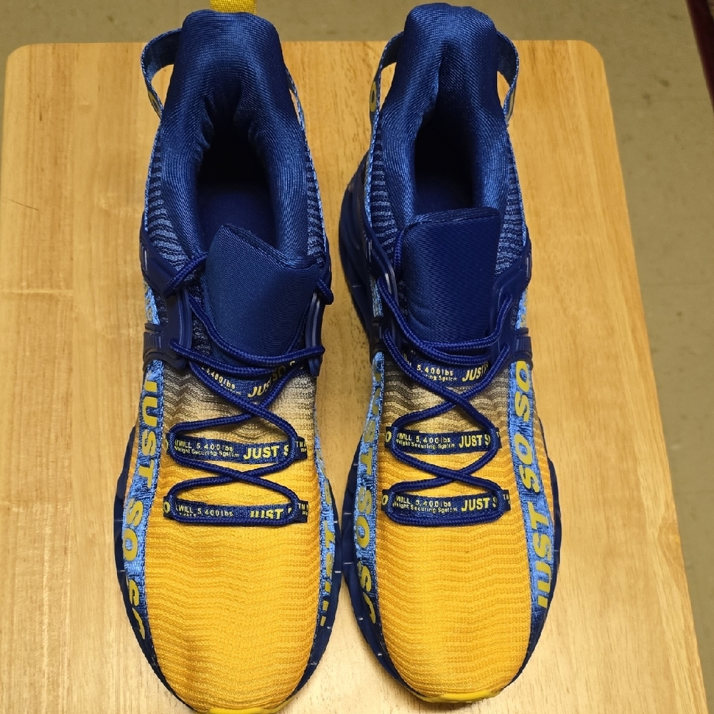 Men's Blue and Yellow Just So So Sneakers